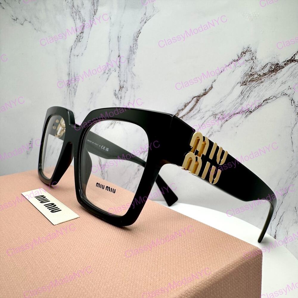 MIU MIU Womens Eyeglasses Black Square Full Rim frames 52-19mm Rx-able Womens - Picture 15 of 16